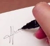 Signature on white paper 