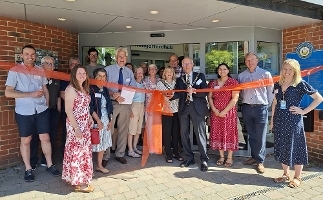Councillors and residents celebrating new solar panels at Hungerford Library.