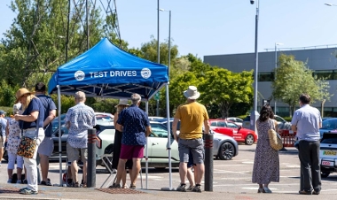 EV event car test driving waiting area.