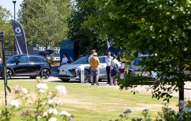 Outdoor EV vehicles exhibition area.